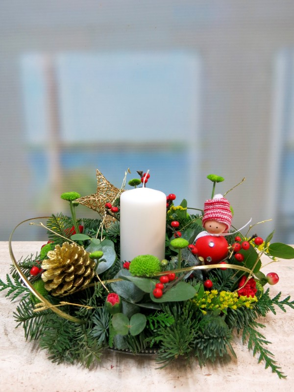 Centro de mesa navideño con Velón