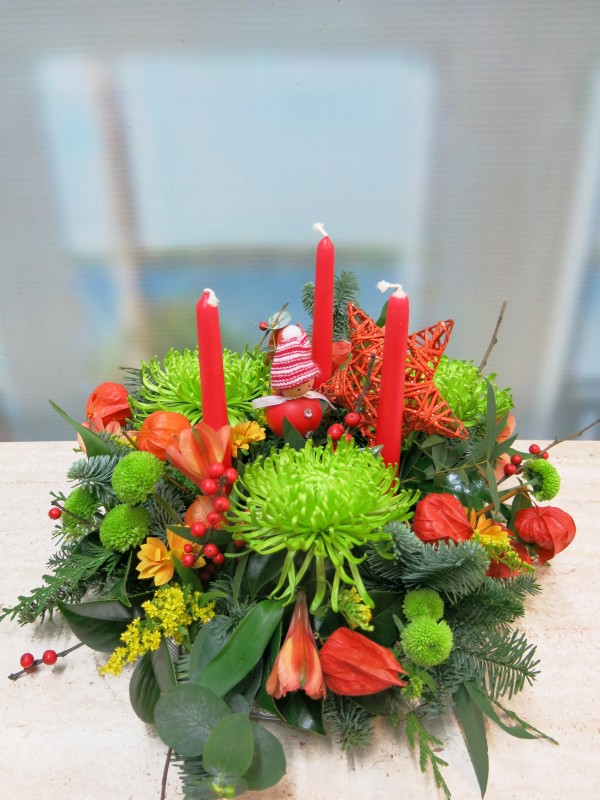 Green Anastasia Christmas flower arrangement - Foto principal