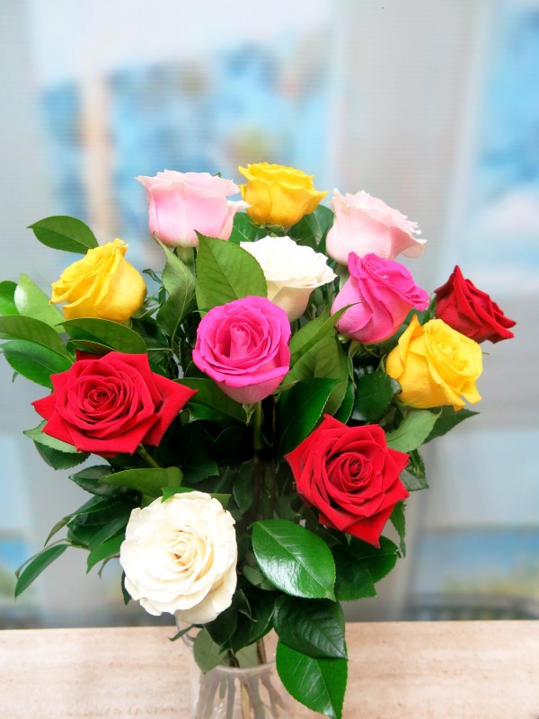 Bouquet de 12 rosas Variadas Tallo corto 50-60 cm. - Foto principal